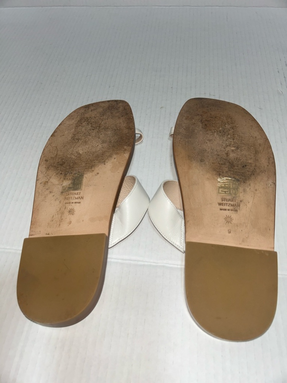Stuart Weitzman Lyla Women’s White Napa Leather Flat Sandals - Size 9 - Picture 7 of 10